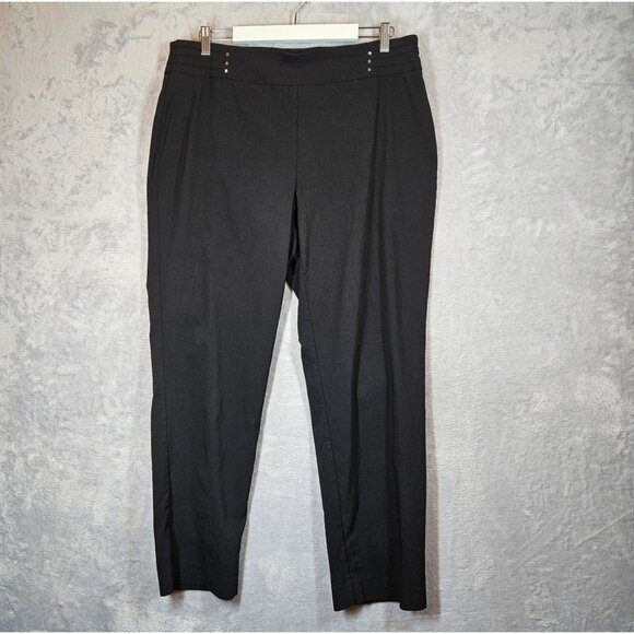 JM Collections Black Straight Leggings Womens 2x Pants Studs Pull On Office - Picture 1 of 12